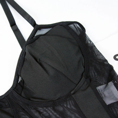 Corset bodysuit contour decollete structure noir - detail tissu - Maison Movai